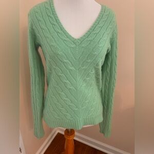 Ralph Lauren Cashmere cable knit V neck sweater